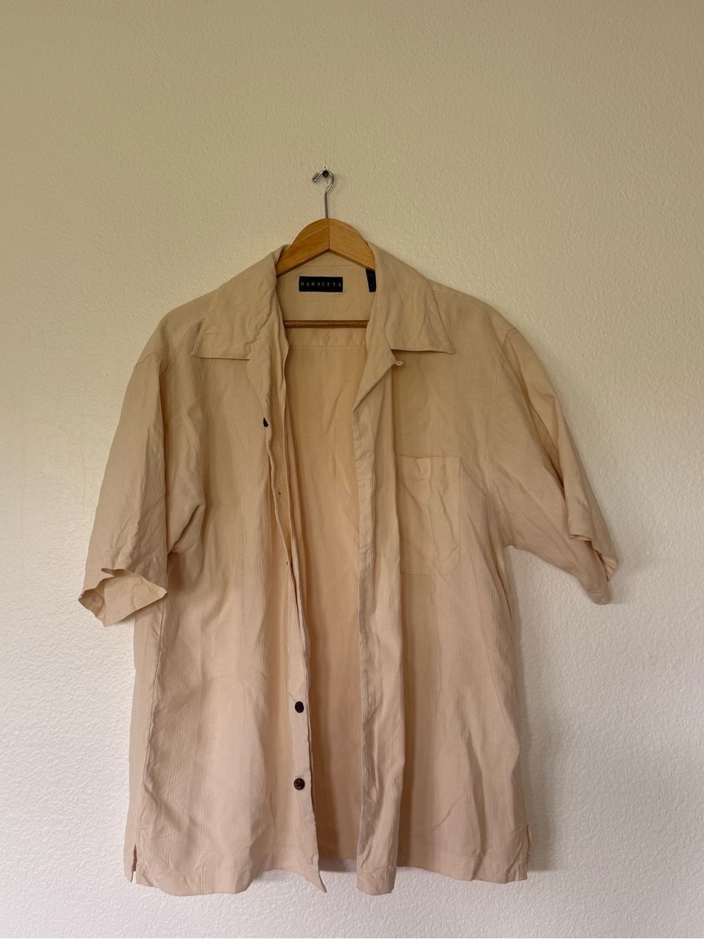 Men's Silk Short-Sleeve Button-Up Shirt